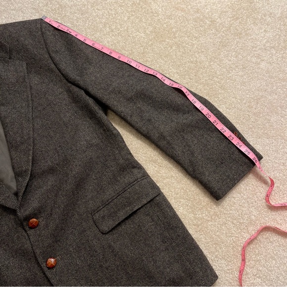 Woolrich Blazer Sport Coat Mens 44L Brown 2 Button Pure Wool Herringbone - Picture 12 of 12